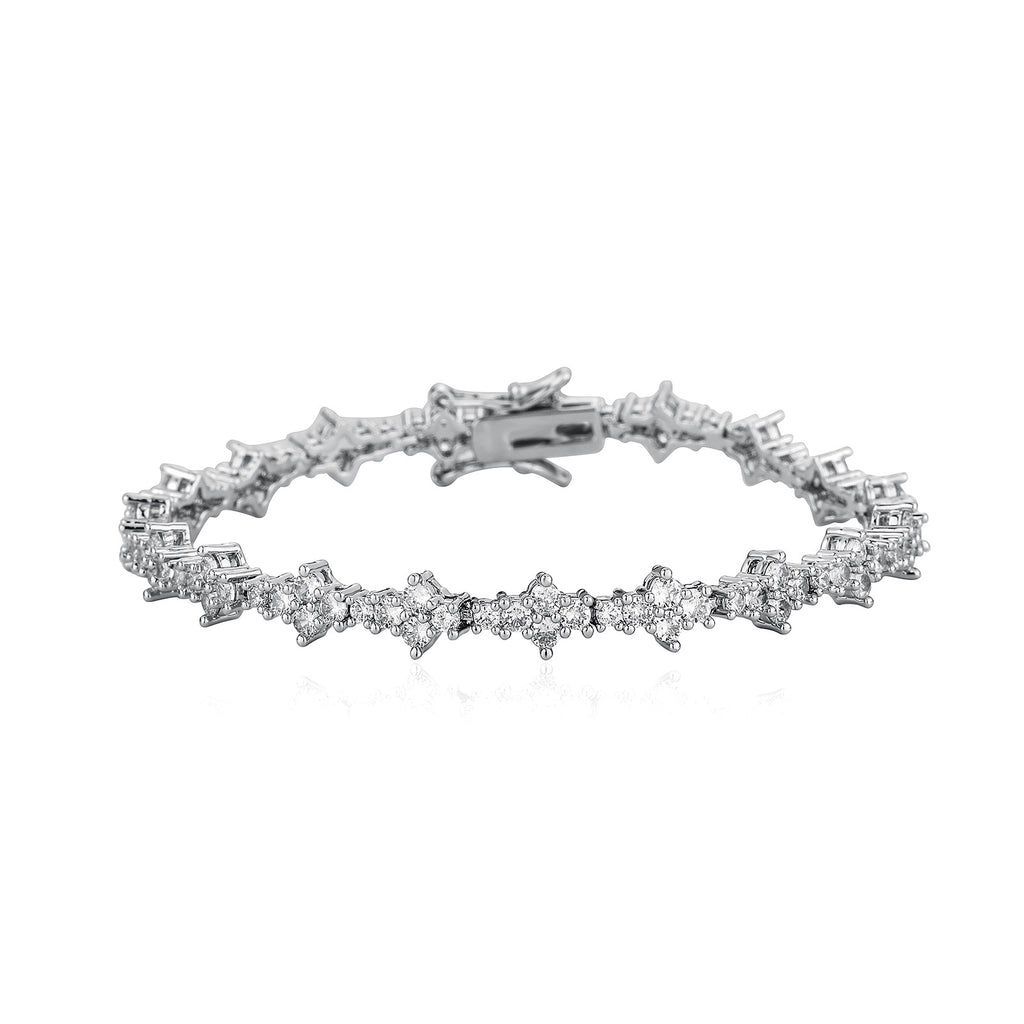 European and American cross-border zirconium plum blossom tennis bracelet necklace hip-hop rap fine toss not pricked airplane tennis chain wholesale