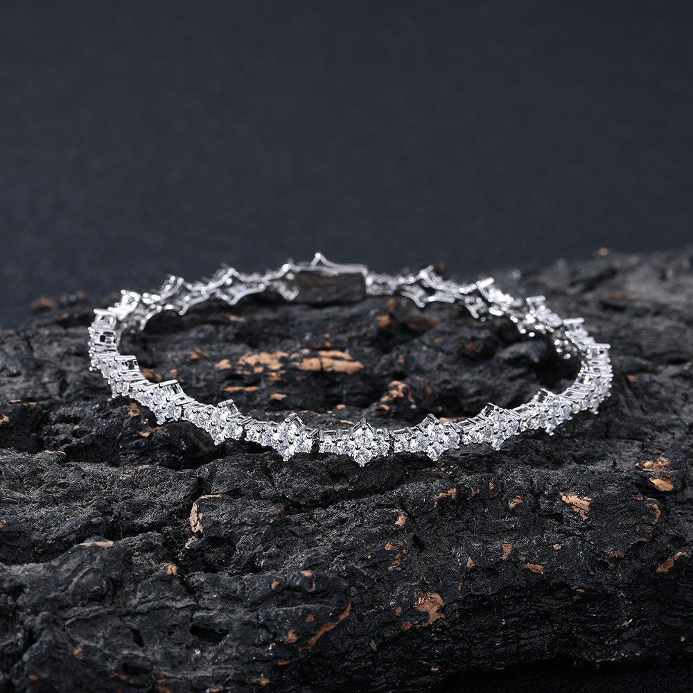 European and American personality diamond-inlaid hip-hop necklace men's rap trendy brand high-end spring buckle airplane tennis chain sweater chain