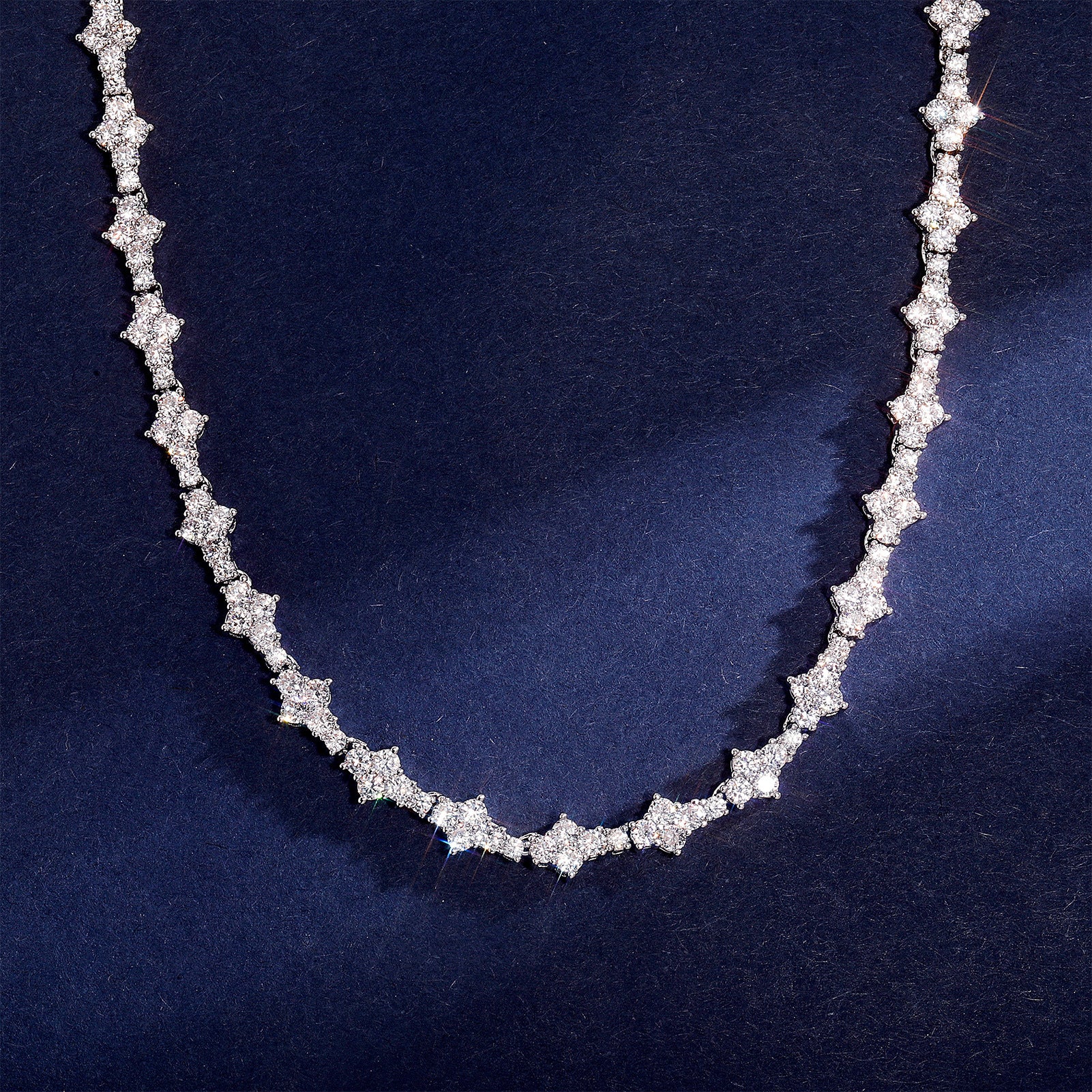 European and American cross-border zirconium plum blossom tennis bracelet necklace hip-hop rap fine toss not pricked airplane tennis chain wholesale