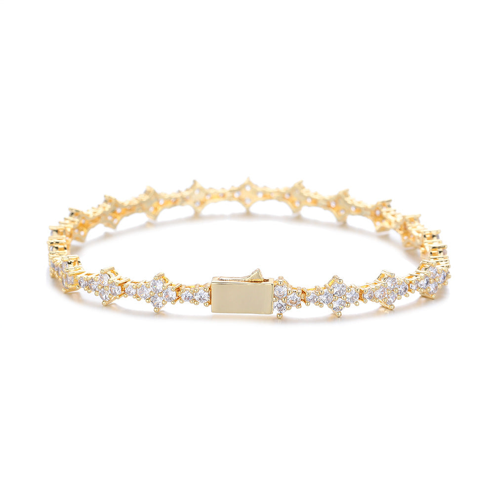 European and American personality diamond-inlaid hip-hop necklace men's rap trendy brand high-end spring buckle airplane tennis chain sweater chain