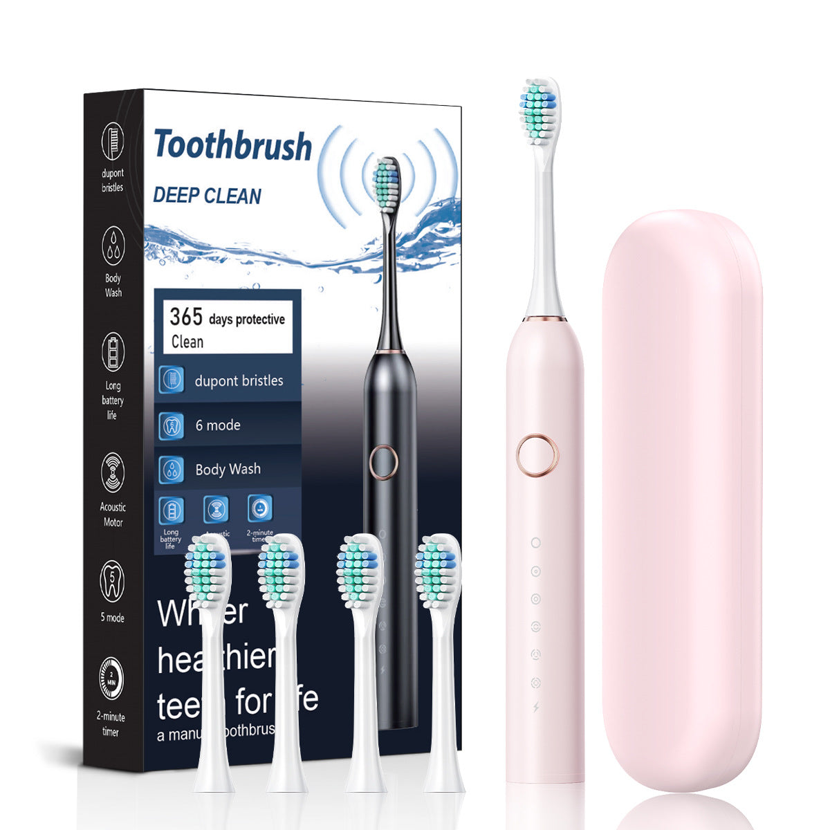 Cross-border special new electric toothbrush adult household 6-speed soft bristle intelligent sonic toothbrush