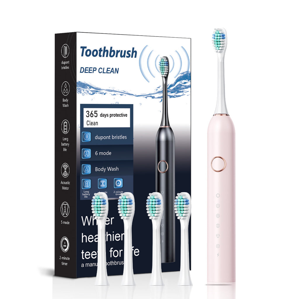 Cross-border special new electric toothbrush adult household 6-speed soft bristle intelligent sonic toothbrush